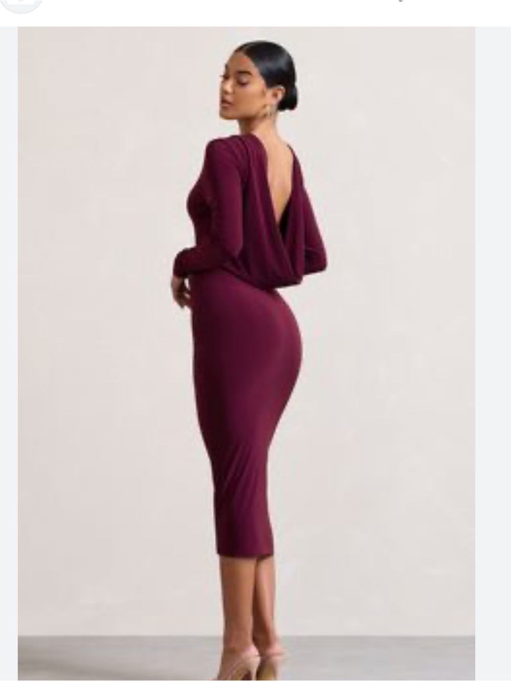 Club London Elegant Berry Deep Plunge Back Women's Dress Form Fitting Sz 12